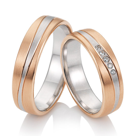 Breuning Joy Trauringe mit 5 Diamant - 48/04520 & 48/04519