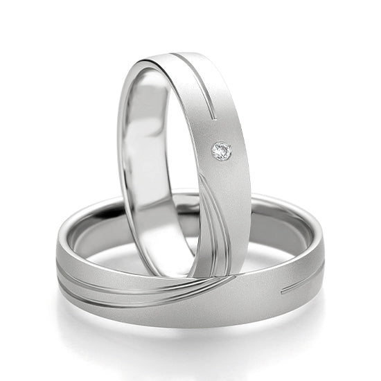 Breuning Klassik Trauringe mit Diamant 0,15 ct - 48/07076 & 48/07075