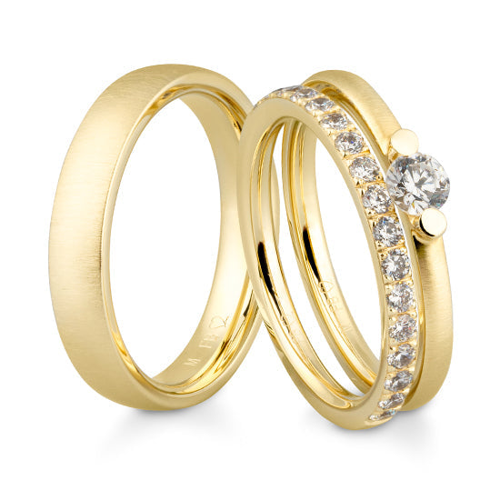 Breuning Triset Trauringe mit 17 Diamant - 48/06610 & 48/06611 & 48/06612