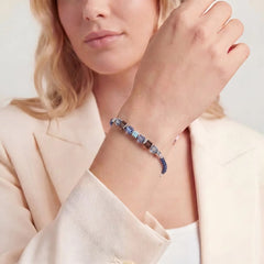 Coeur de Lion Wave Cube Flow Armband Silber-Blau – 3044/30-0712