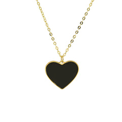 Damen Collier in 750/18 Karat Gelbgold mit Onyx, Herz aus Onyx - 265378