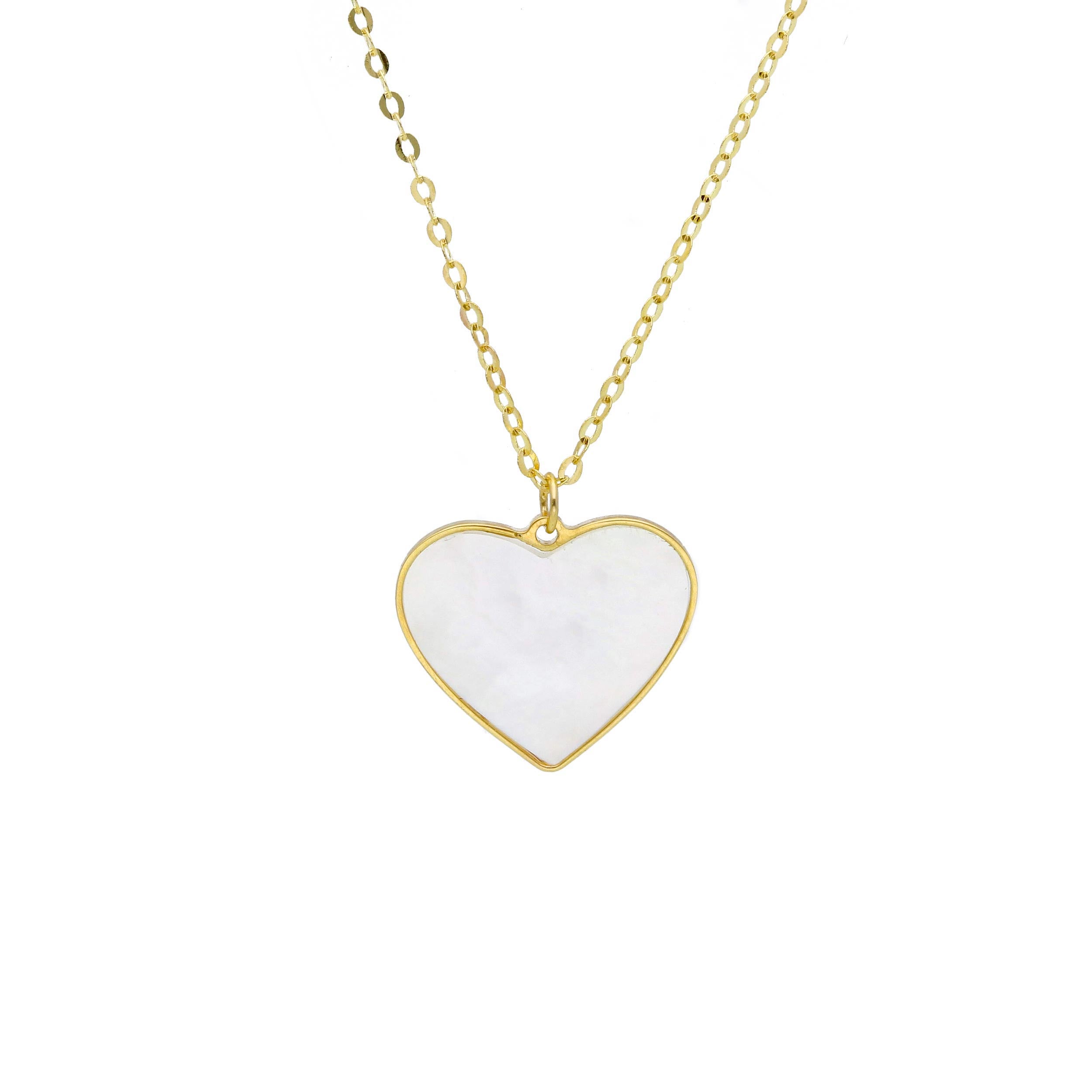 Damen Collier in 750/18 Karat Gelbgold mit Perlmutt, Herz aus Perlmutt - 265373