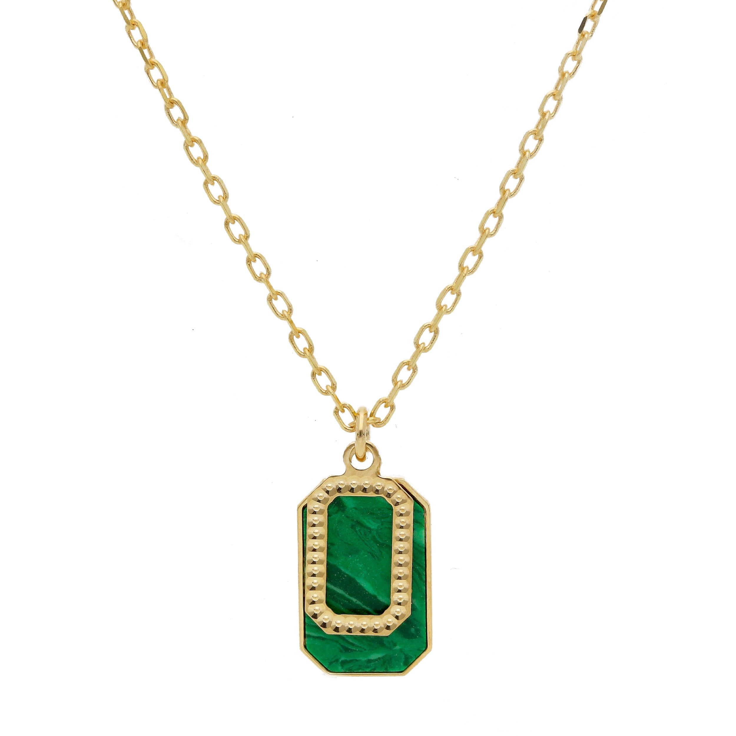 Damen Collier in 750/18 Karat Gelbgold mit Malachit - 281540
