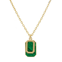 Damen Collier in 750/18 Karat Gelbgold mit Malachit - 281540