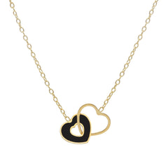 Damen Collier in 750/18 Karat Gelbgold mit Onyx, Herzstück aus Onyx- 276812