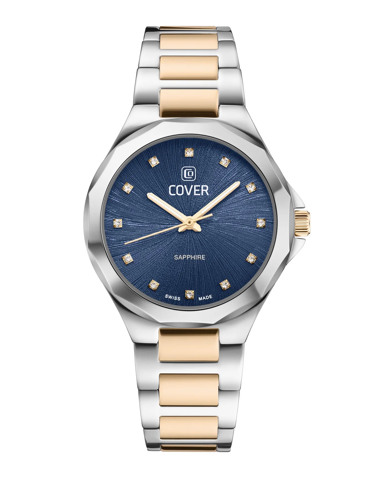 COVER Cardea Crystal Blau, Bicolor Gold Damenuhr - CO221.04