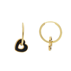 Damen Creolen in 750/18 Karat Gelbgold mit Onyx, Herzstück aus Onyx - 281501