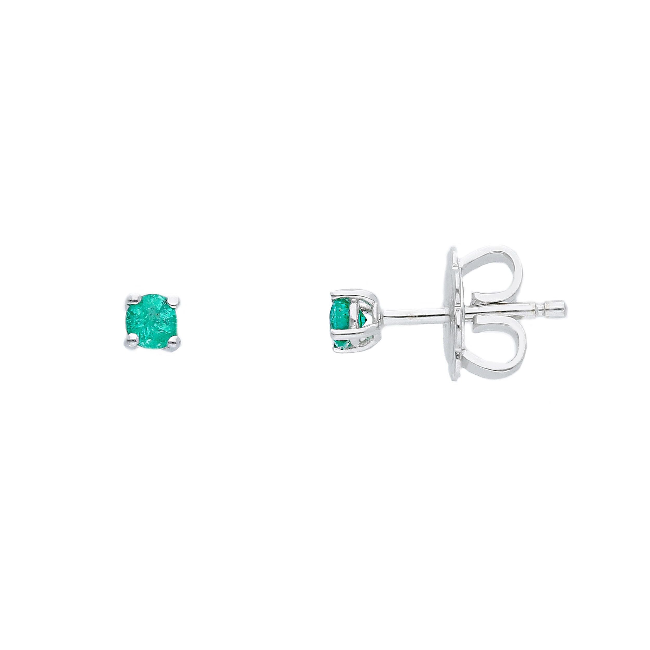 Damen-Ohrstecker aus 18 Karat Weissgold mit funkelndem Smaragd