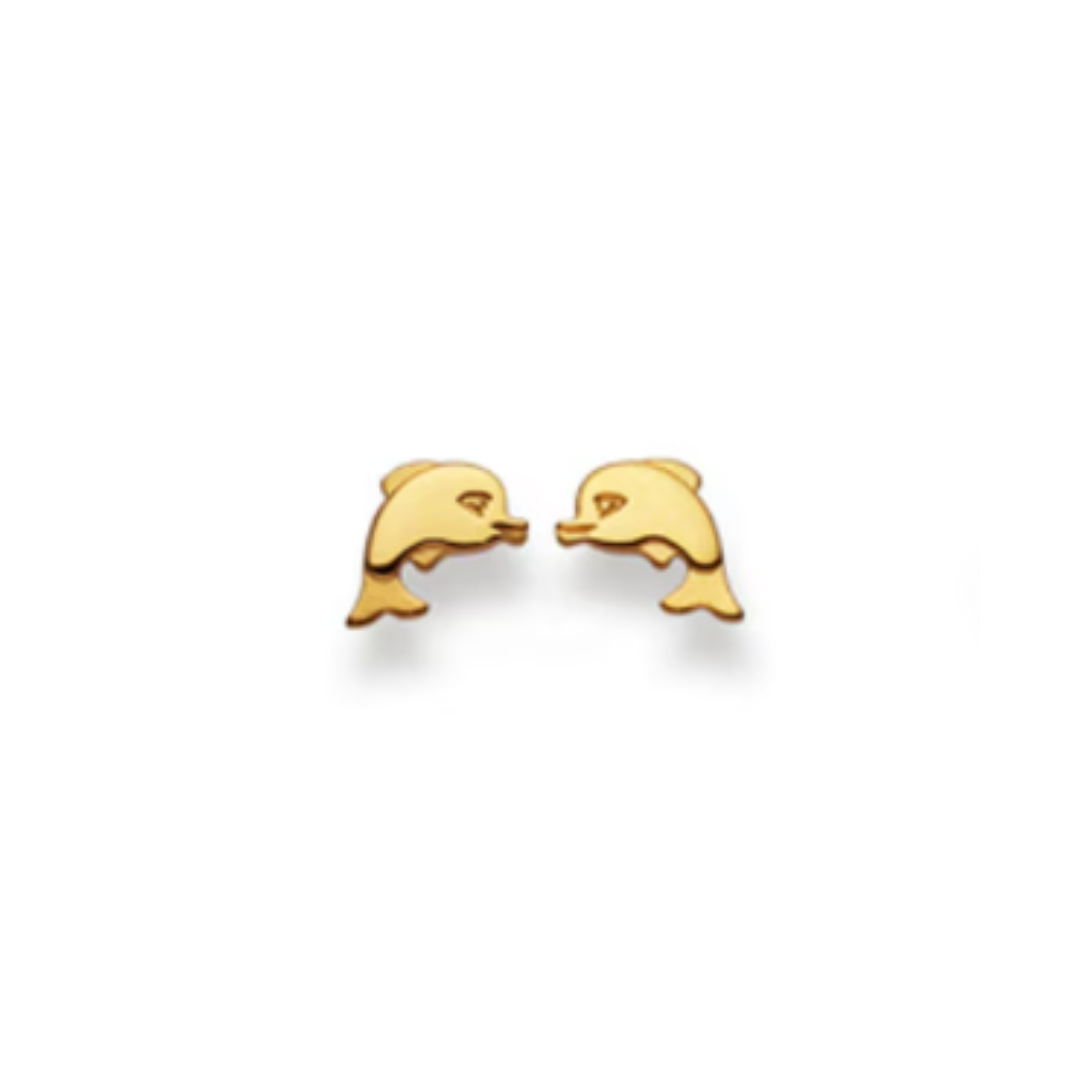 Delfin Ohrstecker in 18 Karat Gelbgold