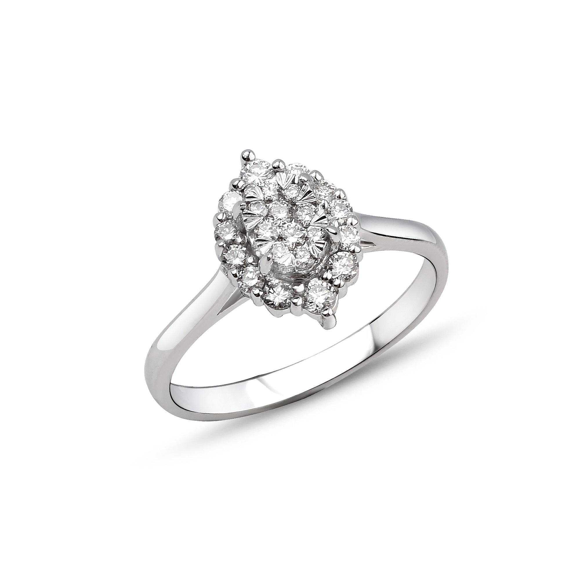 Damen Diamantring aus 18K Weissgold in Grösse 54 - YZ0005383