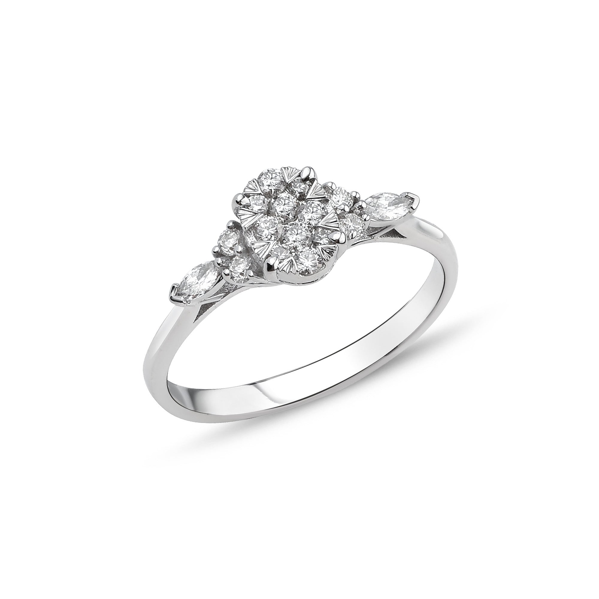 Damen Diamantring aus 18K Weissgold in Grösse 54 - YZ0005411