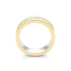 Facet Cnc Ring Memoirering in 18 Karat-750 Bicolor mit Diamant und Baguette
