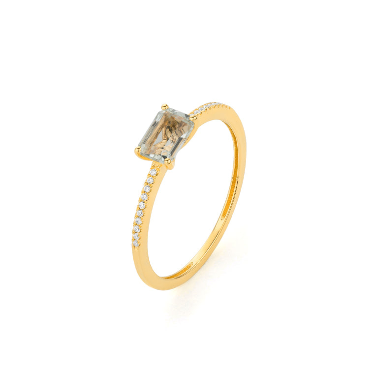Facet Colors Ring in 18 Karat Gelbgold mit gefassten Diamanten und einem Amethyst - R9107026GYN14
