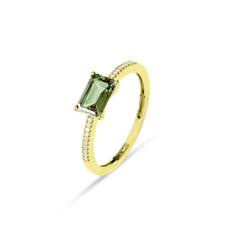 Facet Colors Ring in 18 Karat Gelbgold mit gefassten Diamanten und einem Amethyst - R9107027GYN14