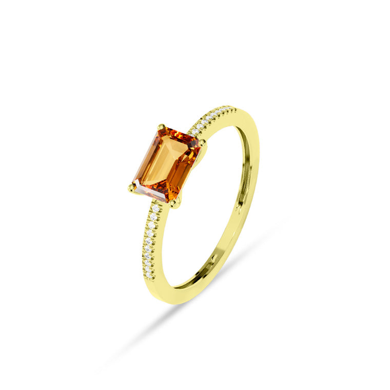 Facet Colors Ring in 18 Karat Gelbgold mit gefassten Diamanten und einem Citrin - R9107027GYN14