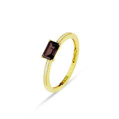 Facet Colors Ring in 18 Karat Gelbgold mit gefassten Diamanten und einem Quarz - R9107026GYN14