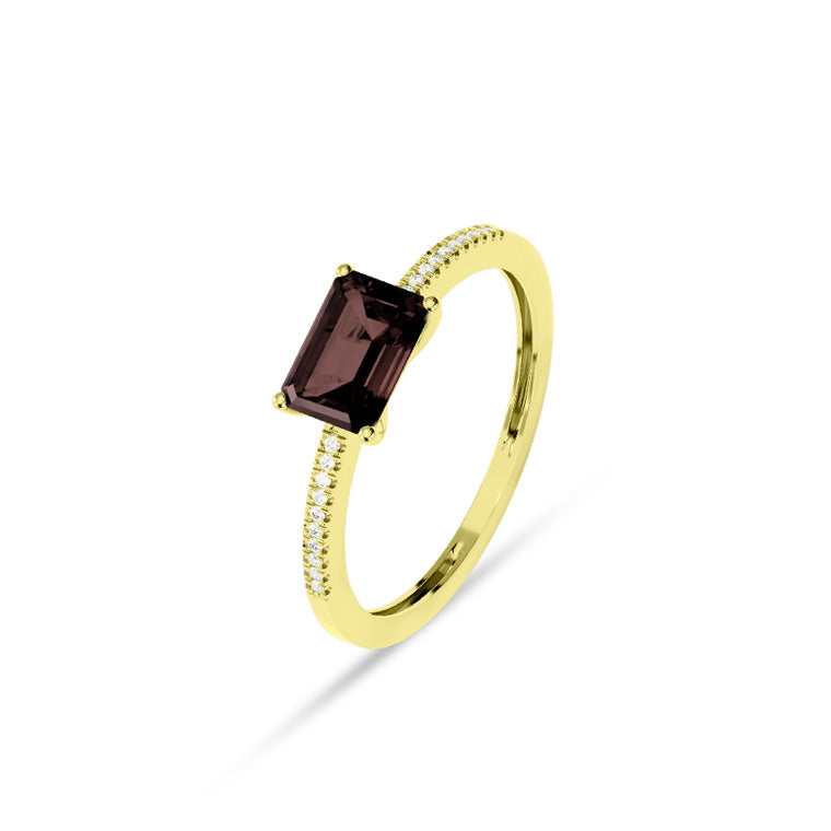 Facet Colors Ring in 18 Karat Gelbgold mit gefassten Diamanten und einem Quarz - R9107027GYN14