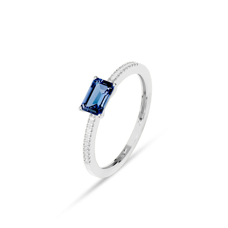 Facet Colors Ring in 18 Karat Weissgold mit gefassten Diamanten und einem Topas - R9107026NWA14