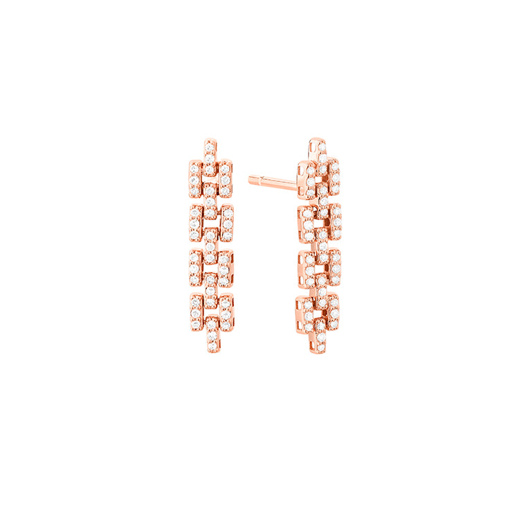 Facet Smart Ohrhänger in 18 Karat Roségold mit gefassten Diamanten - E7140191GPN08