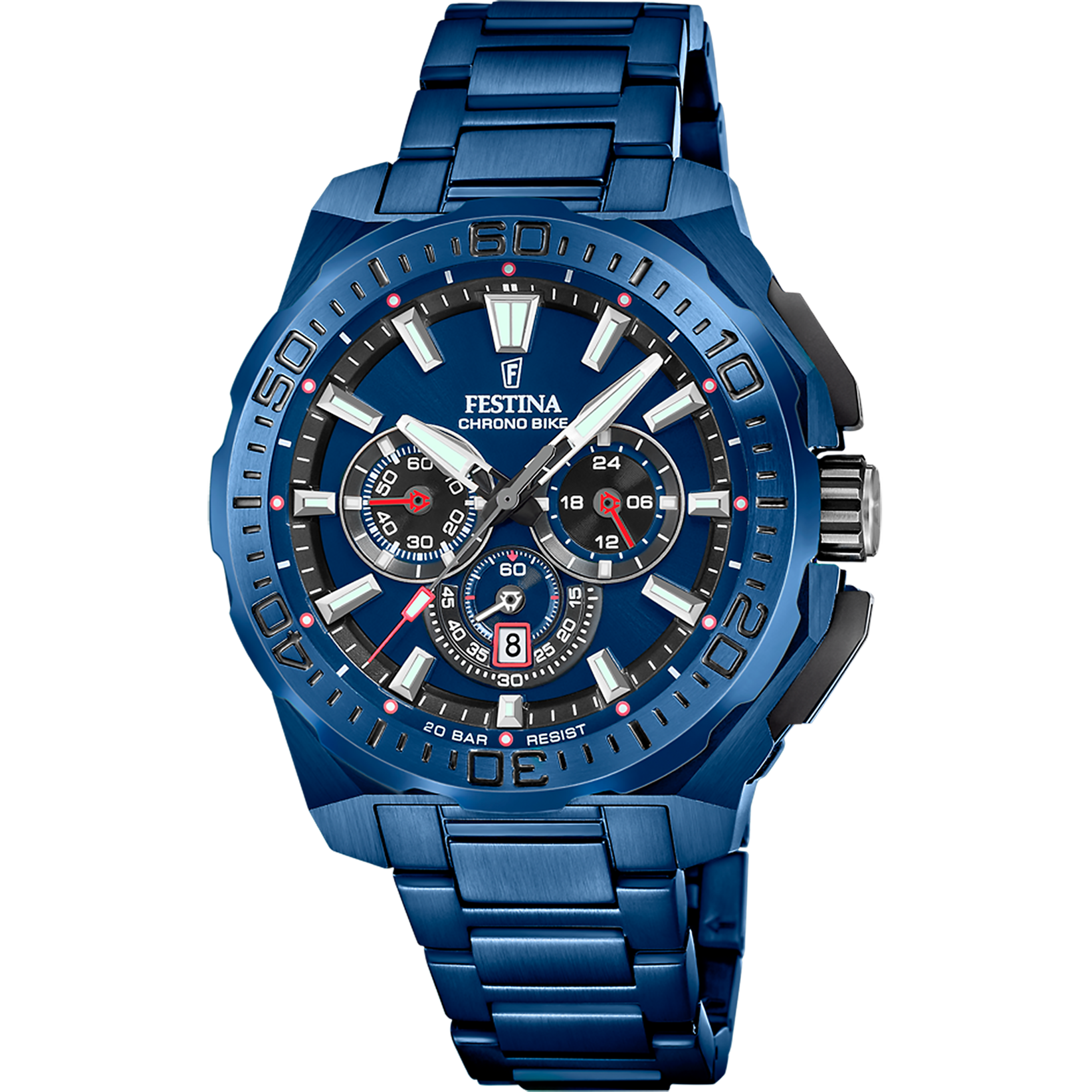 Festina Herrenuhr Swiss Made Chrono Bike - Blau Stahlarmband - F20729/1