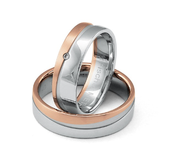 Fischer Trauringe Bicolor mit Diamanten - 38-07536-060/05-07536-060