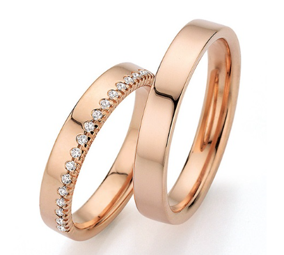Fischer Trauringe Naturtalent Rosé mit Diamanten - 38-07763-040/06-07763-040