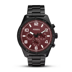 Fossil Brox Herrenuhr - Schwarz Edelstahl, Burgundy Zifferblatt - BQ2803