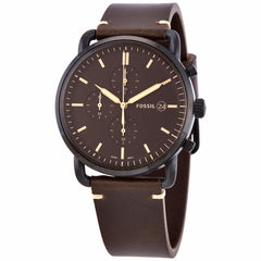 Fossil The Commuter Chronograph Braun Schwarz Leder Herrenuhr - FS5403