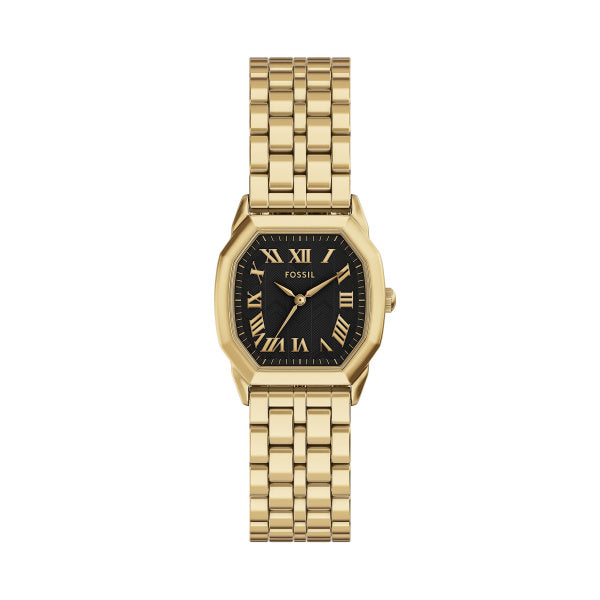 Fossil Harlow Quarz 27 mm Edelstahl Damenuhr in Gold/Schwarz - ES5433