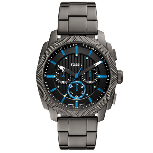 Fossil Machine Chronograph 44 MM Herrenuhr in Gunmetal Schwarz aus Edelstahl - FS6098