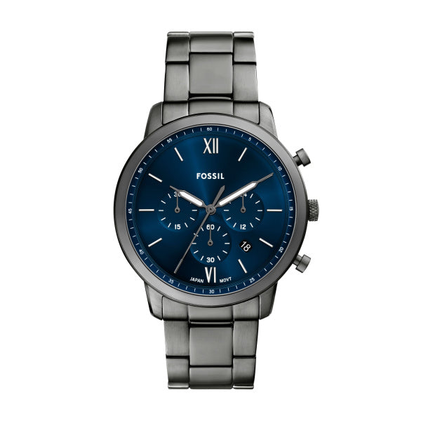 Fossil Neutra Herrenuhr - Gunmetal Blau 44mm Chronograph Edelstahl - FS6111