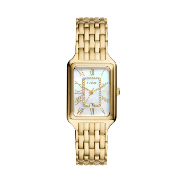 Fossil Raquel Damenuhr - Gold MOP 26mm Edelstahl Quarz Datum - ES5304