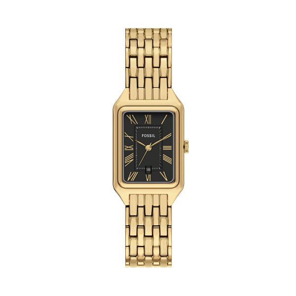 Fossil Raquel Quarz 23 mm Edelstahl Damenuhr in Gold/Schwarz - ES5434