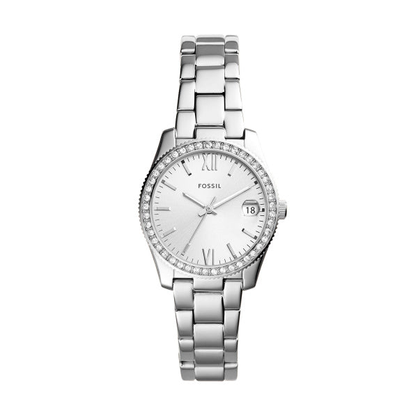 Fossil Scarlette Quarz Silber 32 mm Edelstahl Damenuhr - ES4317