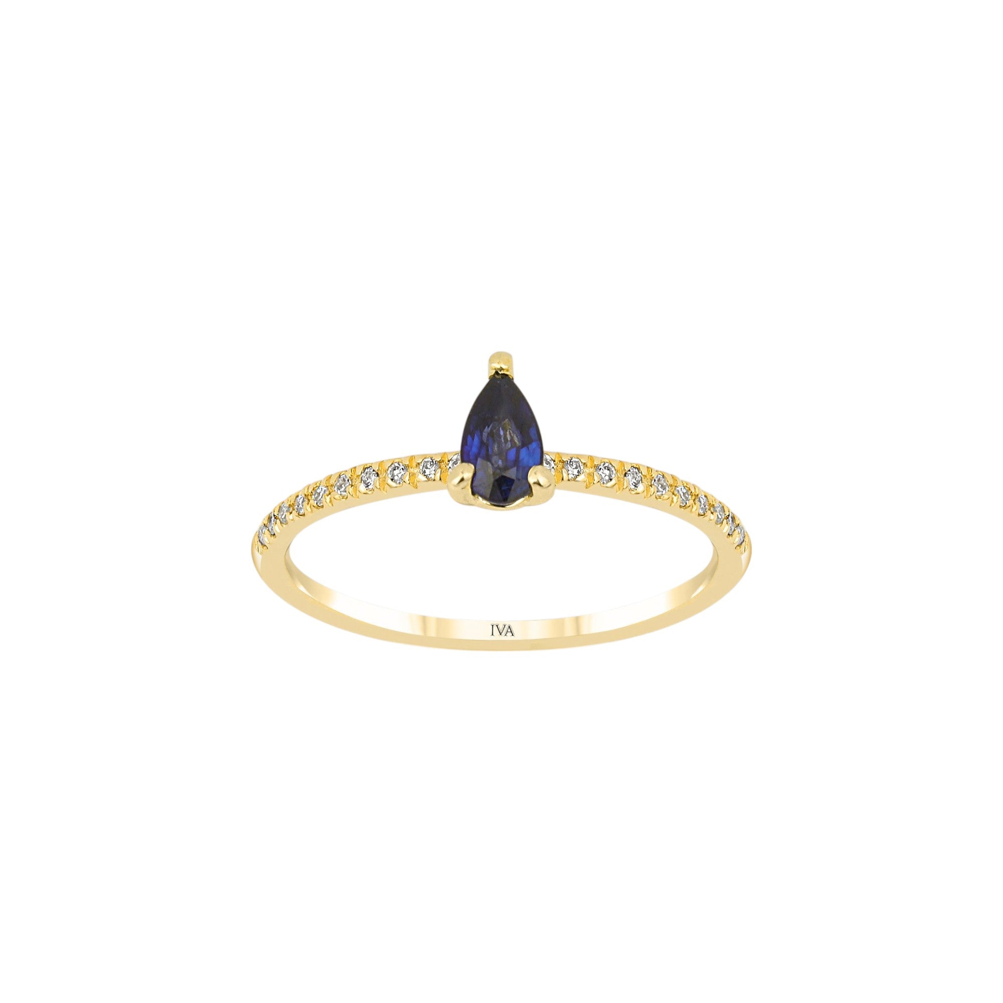 Gelbgold Diamantring mit Saphir 0.32 ct in 585 oder 750 Gold