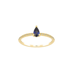 Gelbgold Diamantring mit Saphir 0.32 ct in 585 oder 750 Gold