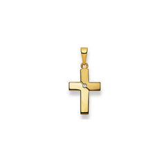 Gold-Classics Anhänger Kreuz 750 Gelbgold matt/poliert mit Brillant 0,02 ct H SI 17 x 12 mm - 1158.03084/0001