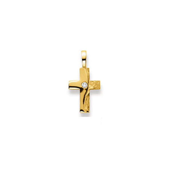 Gold-Classics Anhänger Kreuz 750 Gelbgold matt/poliert mit Brillant 0,025 ct - 1158.03347/0001