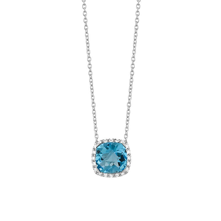 Facet Halskette in 18 Karat Weissgold mit gefasstem Topas und Diamanten - P2880014NWA42
