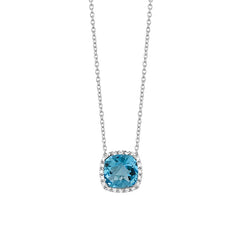 Facet Halskette in 18 Karat Weissgold mit gefasstem Topas und Diamanten - P2880014NWA42
