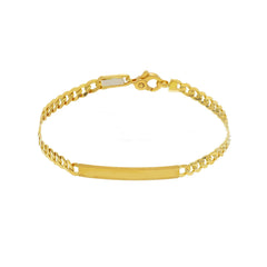Bracelet d'identification pour homme en or 18 carats – Bracelet en or 18 carats avec plaque gravée - 260926