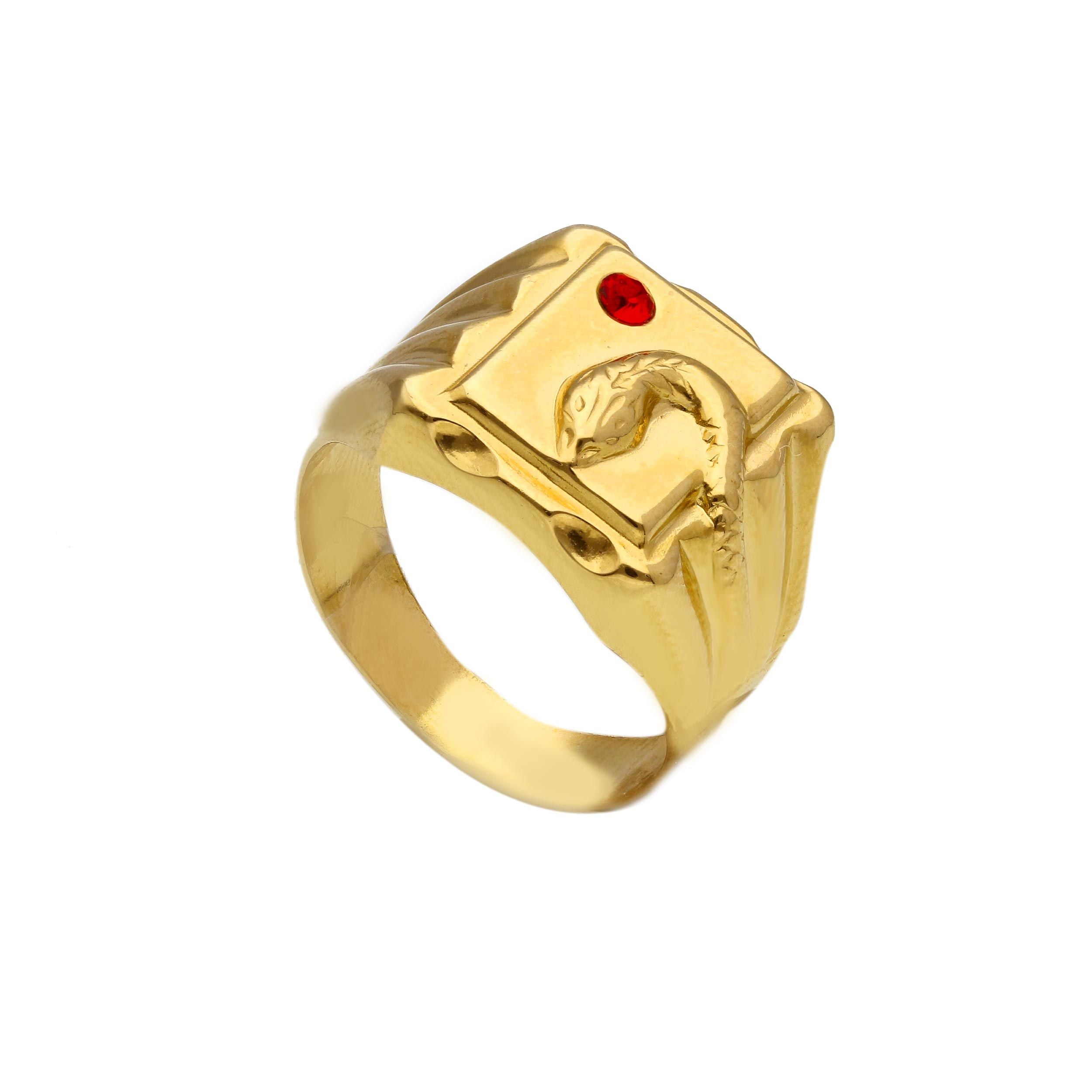 Herrenring in 18 Karat - 750 Gelbgold mit gefassten Kristall - 173827