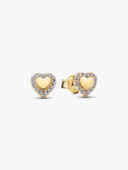Herz Strahlenkranz Ohrstecker vergoldet – Cubic Zirkonia Ohrringe in Herzform