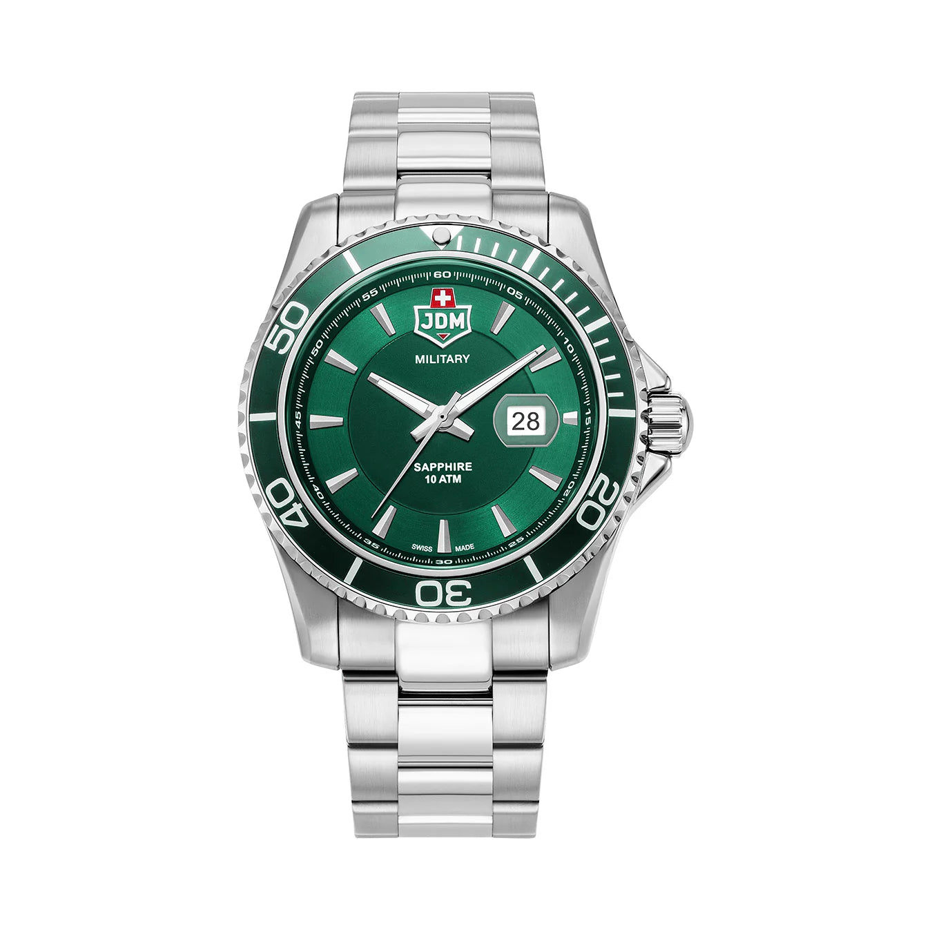 JDM Militär Sapphire Herrenuhr aus metallisch grauem Stahl - JDM-WG022-02