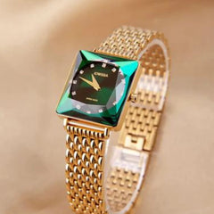 Jowissa Facet Princess Schweizer Damenuhr in Gold, Grün - J8.067.M