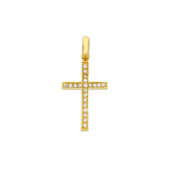 Kreuzanhänger in 18 Karat Gelbgold mit gefassten Zirkonia - 153758