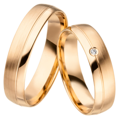 Linden Trauringe / Eheringe Geroldswil aus Gold mit Diamant - 1416/1417