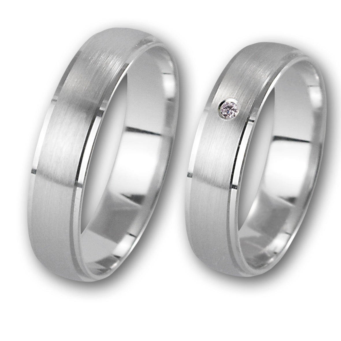 Linden Trauringe / Eheringe Wettingen mit Diamant 0.0135 ct. - 076/077