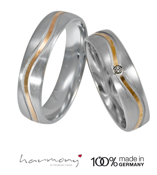 Linder Trauringe in Weissgold & Gelbgold mit Brillant - 586/268