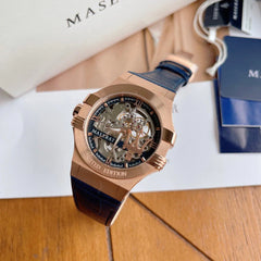 Maserati Herrenuhr mit Blaue Lederarmband - R8821108022
